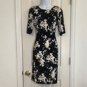 Apt. 9 Black and White Abstract Midi Dress